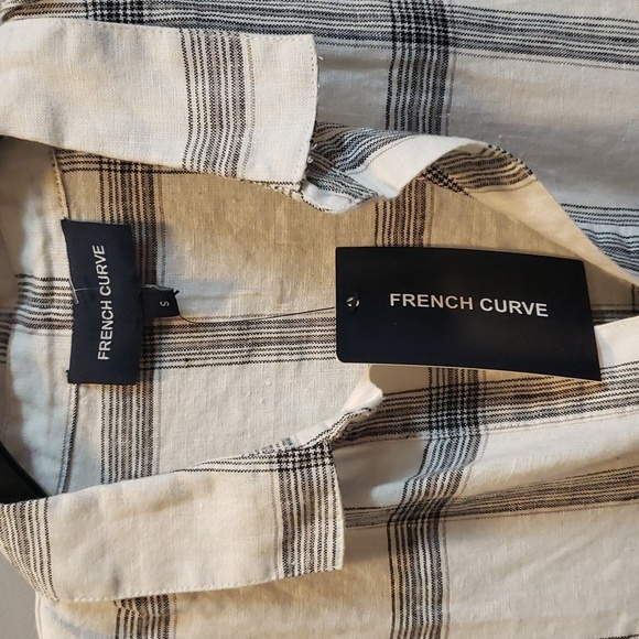 French Curve 100% Linen Roll-Tab Pullover Tunic, Small - Picture 2 of 8